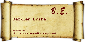 Backler Erika névjegykártya